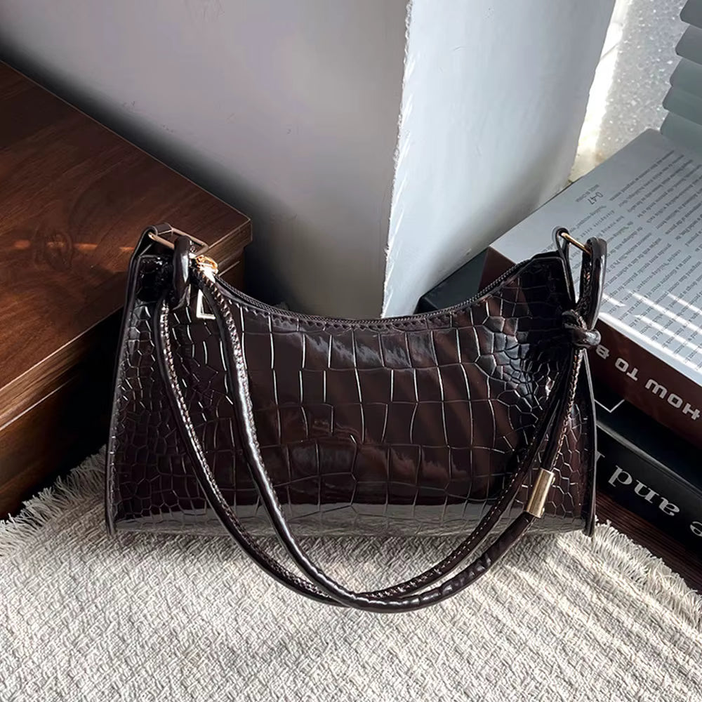 Chic Croc-Embossed Shoulder Bag