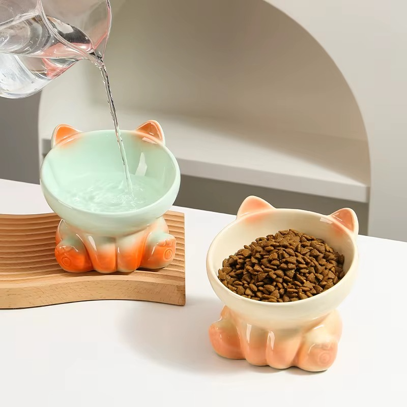 🐾 Cute Cat Ear Ceramic Food Bowl - Protect Your Cat's Health & Comfort