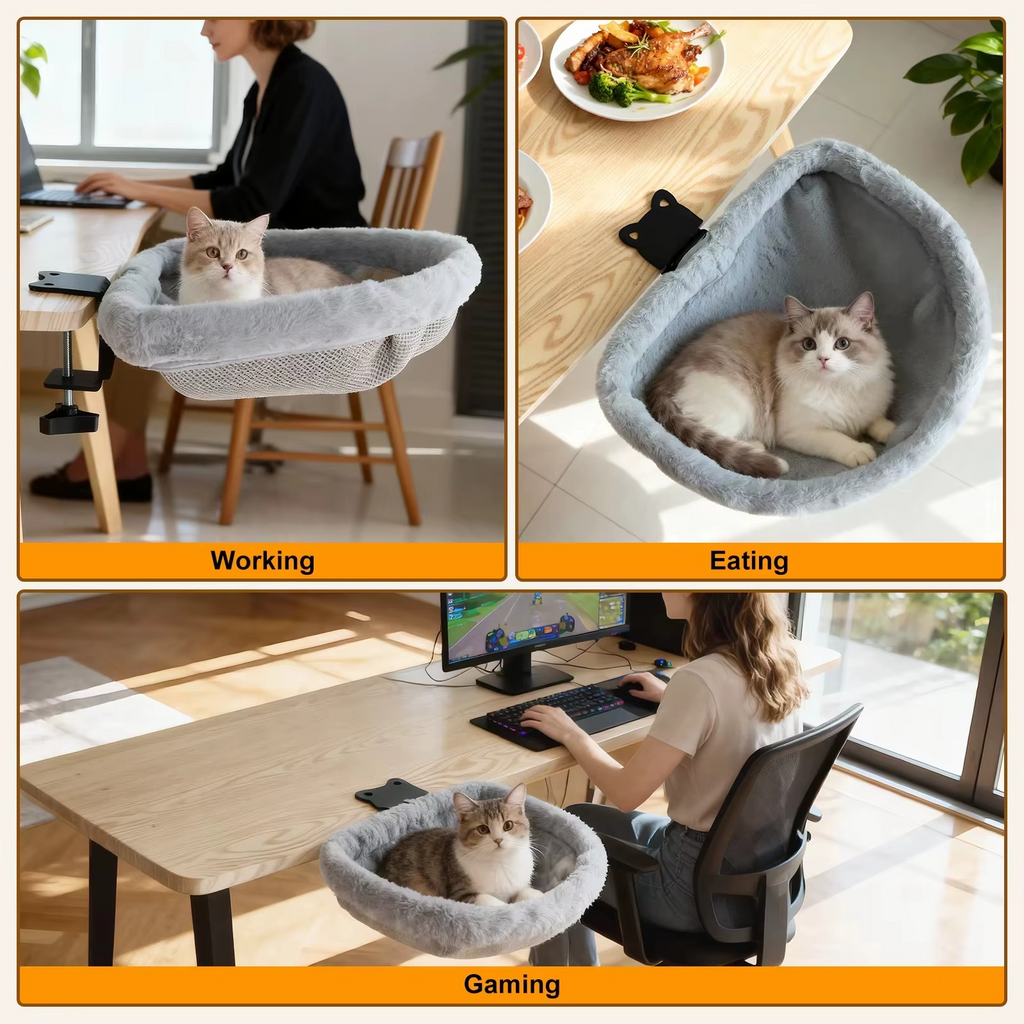 PurrfectDesk™ - Foldable & Space-Saving Cat Desk Bed / Hammock