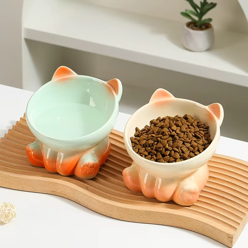 🐾 Cute Cat Ear Ceramic Food Bowl - Protect Your Cat's Health & Comfort