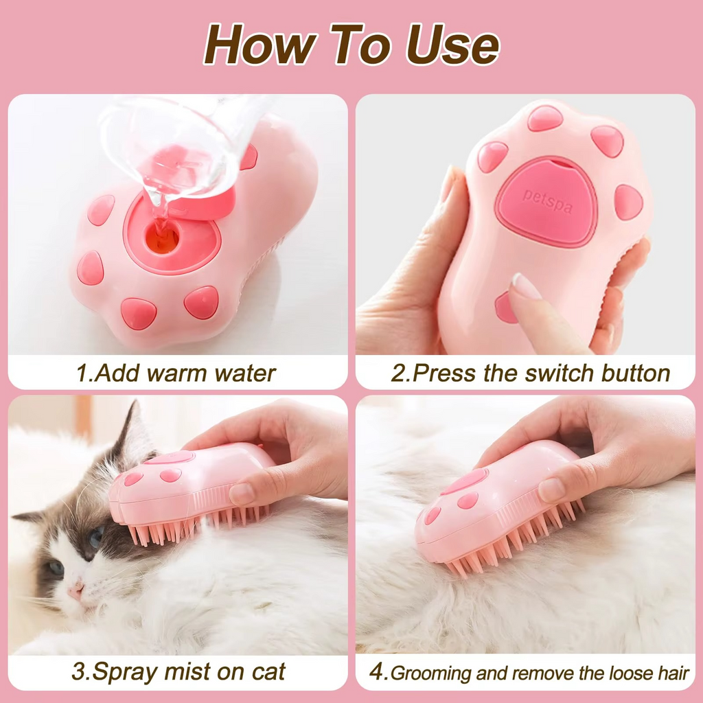 3-in-1 Electric Pet Steam Brush for Cats & Dogs