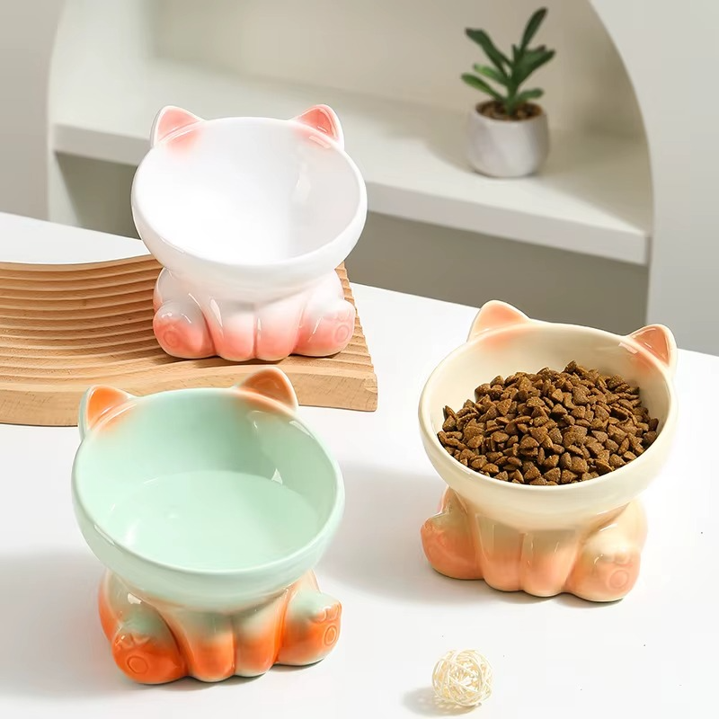 🐾 Cute Cat Ear Ceramic Food Bowl - Protect Your Cat's Health & Comfort