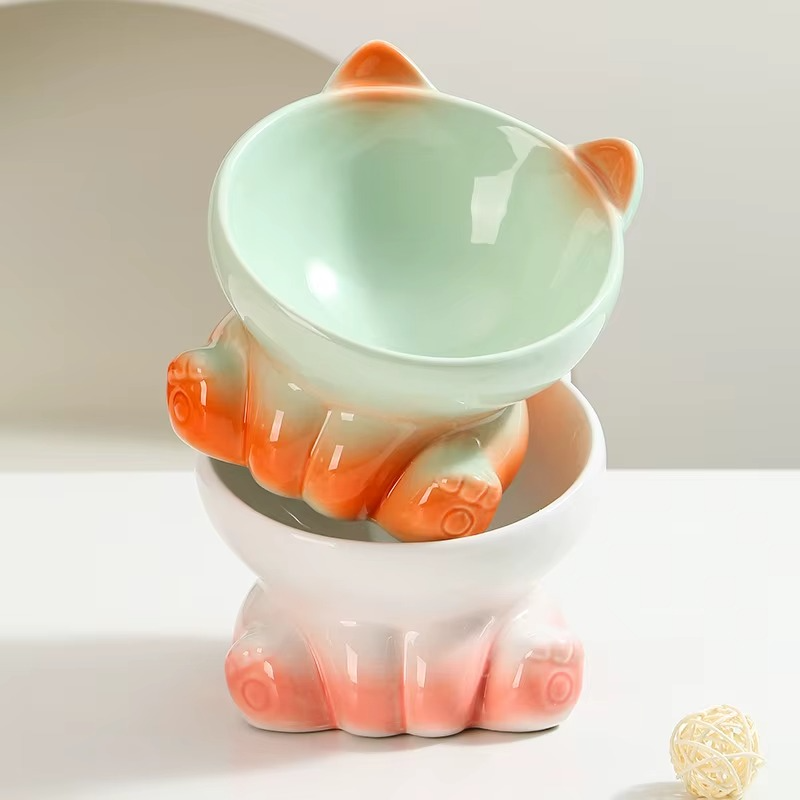 🐾 Cute Cat Ear Ceramic Food Bowl - Protect Your Cat's Health & Comfort