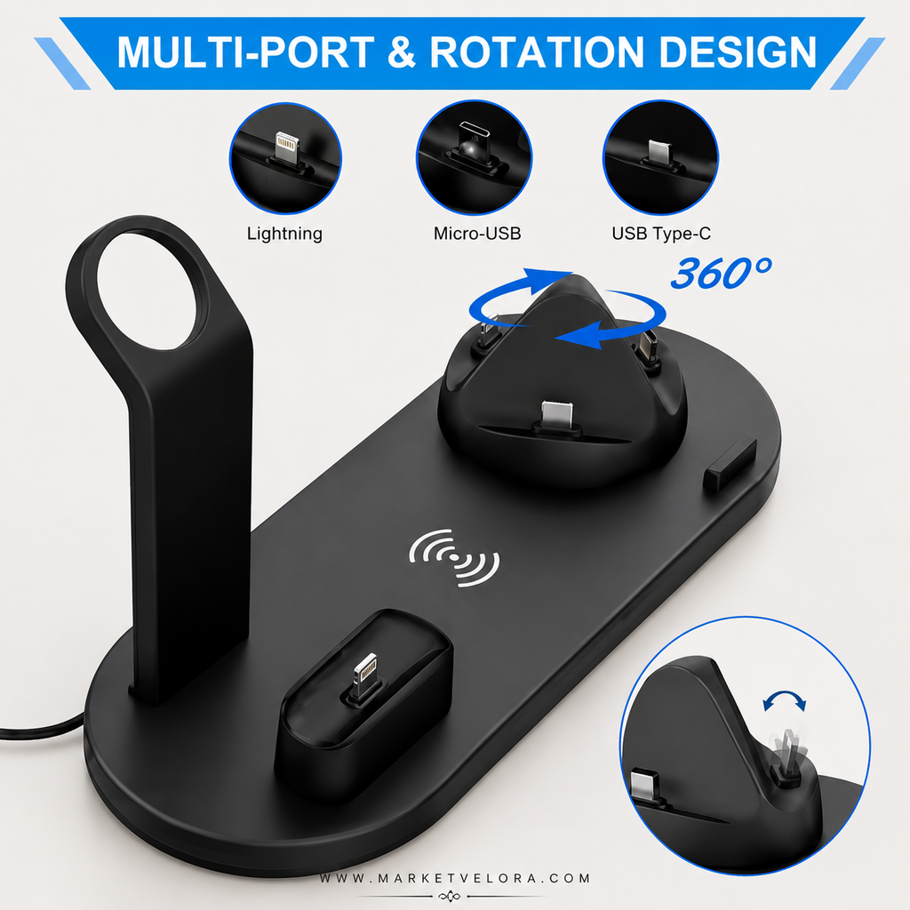 Multi-Functional 7-in-1 Fast Charging Dock for Apple & Android